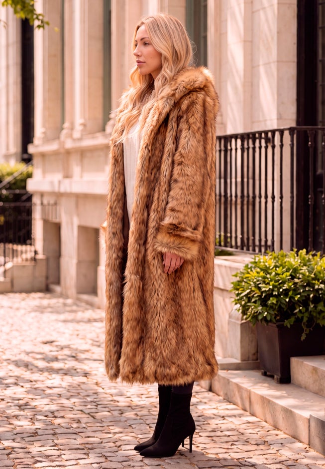 Plus Size Hooded Faux Fur Coat image number 3