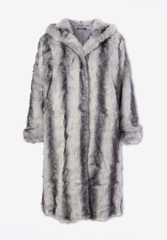 Plus Size Hooded Faux Fur Coat image number 6