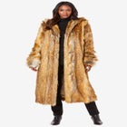Plus Size Hooded Faux Fur Coat image number null