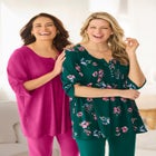 7-Day Three-Quarter Sleeve Pintucked Henley Tunic image number null