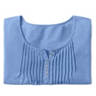 7-Day Three-Quarter Sleeve Pintucked Henley Tunic image number null