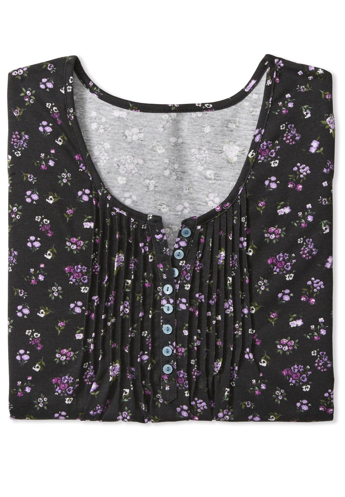 7-Day Three-Quarter Sleeve Pintucked Henley Tunic image number 4