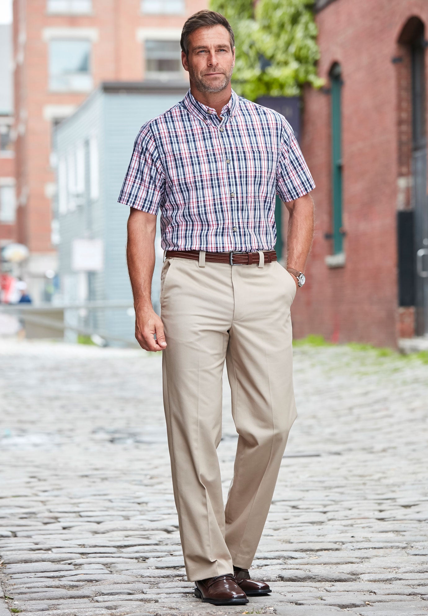 Stretch Leather Braided Belt image number 1