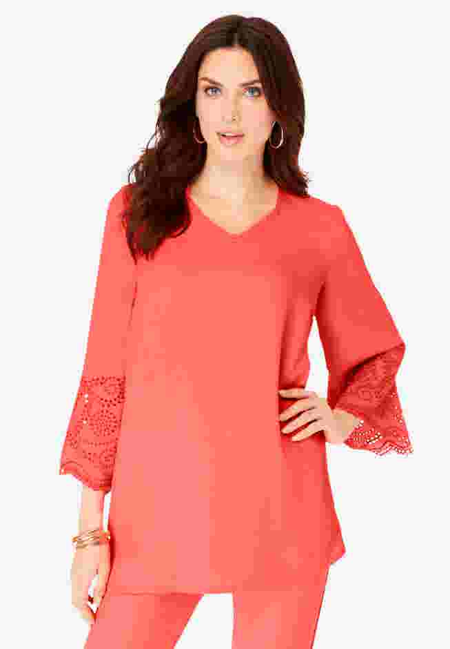 Eyelet Georgette Tunic image number 0