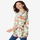 Crochet-Trim Three-Quarter Sleeve Tunic image number null