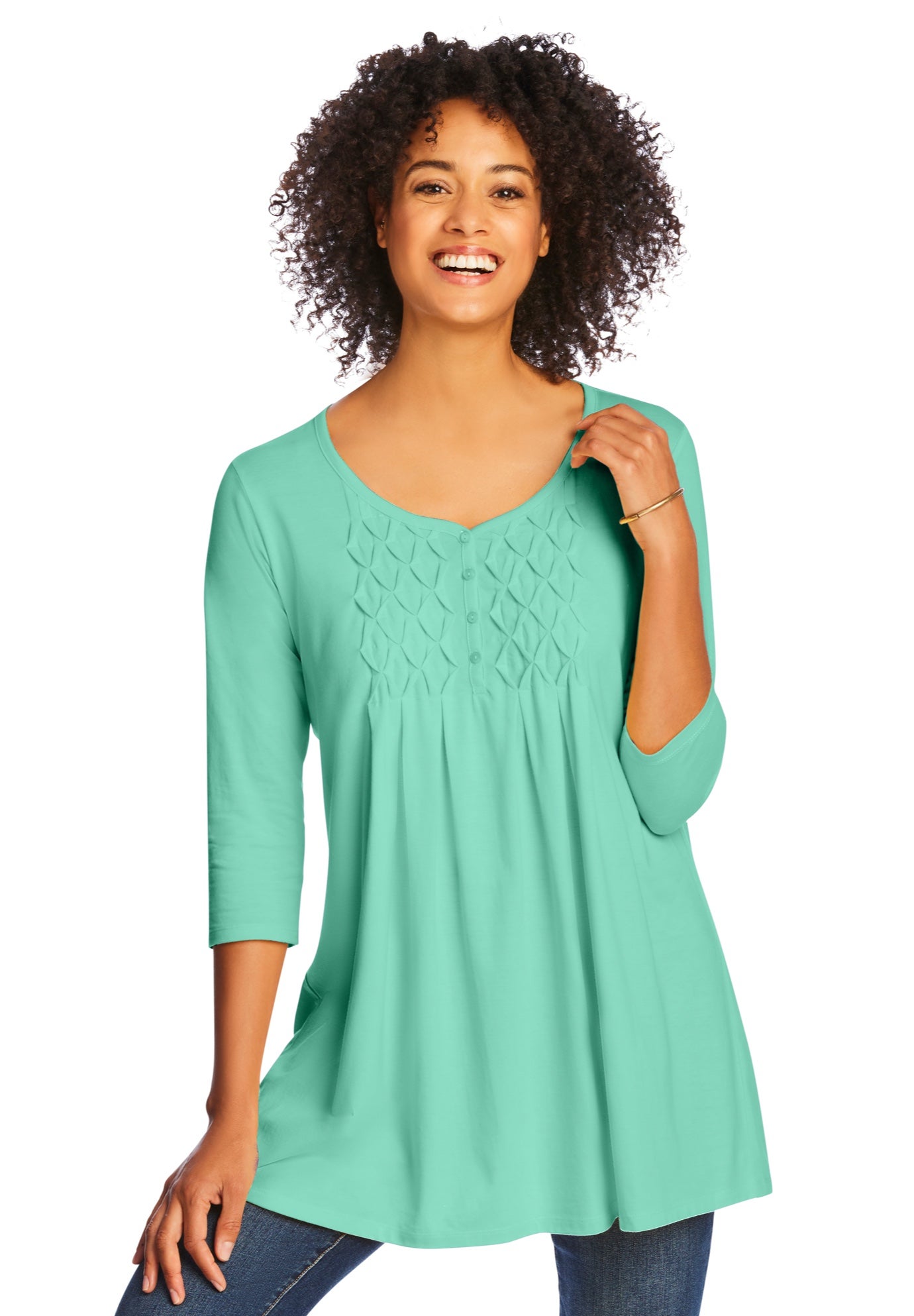 Smocked Henley Trapeze Tunic image number 0