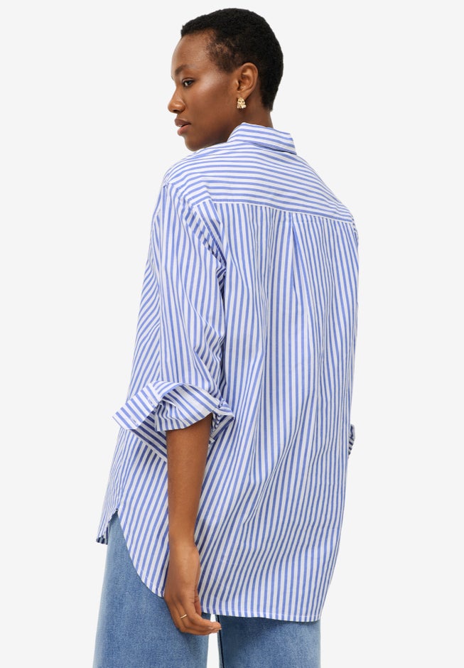 Button-Front Relaxed Cotton Shirt image number null