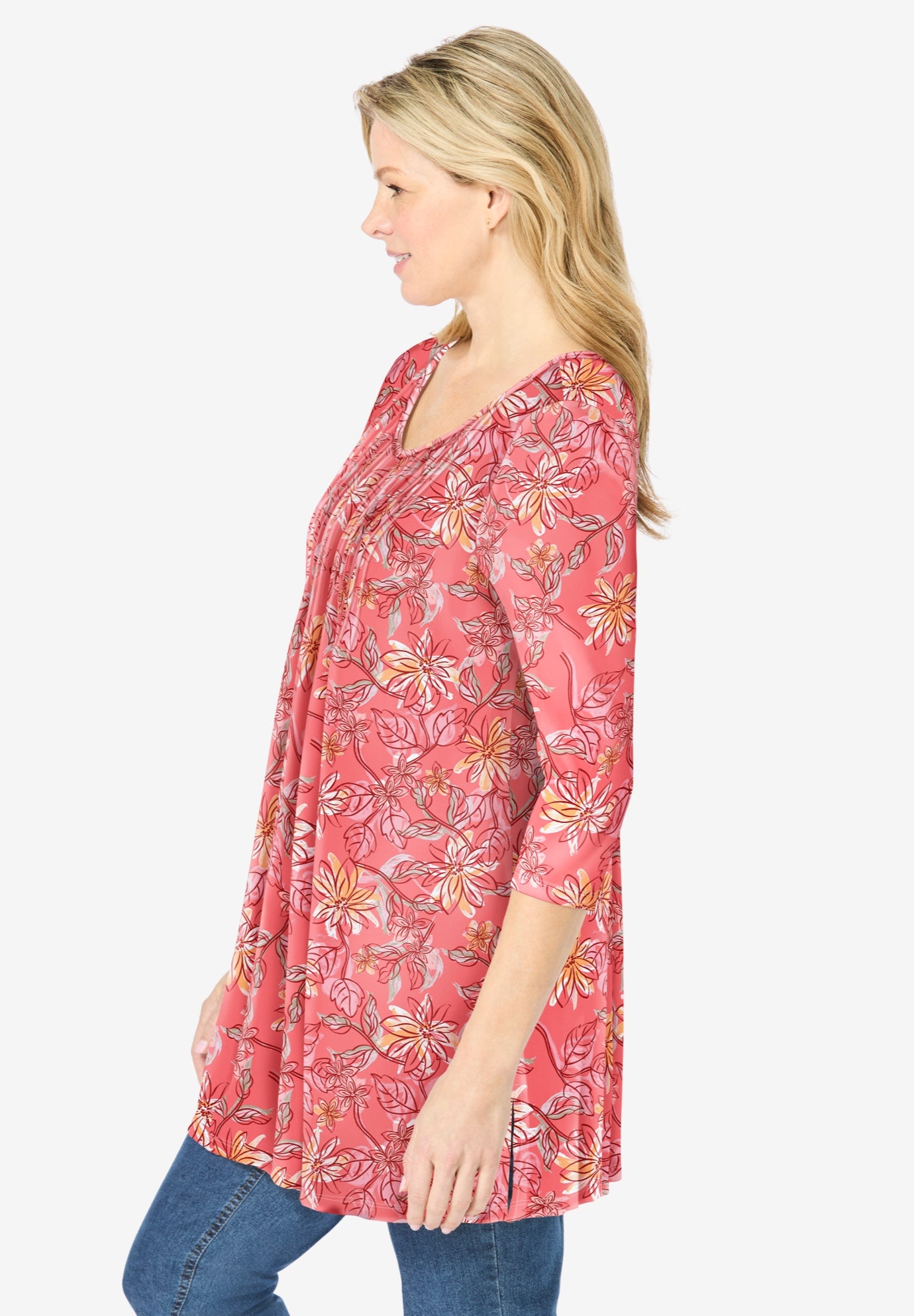 V-Neck Pintucked Tunic image number 2