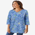 Perfect Printed Three-Quarter-Sleeve V-Neck Tunic image number null