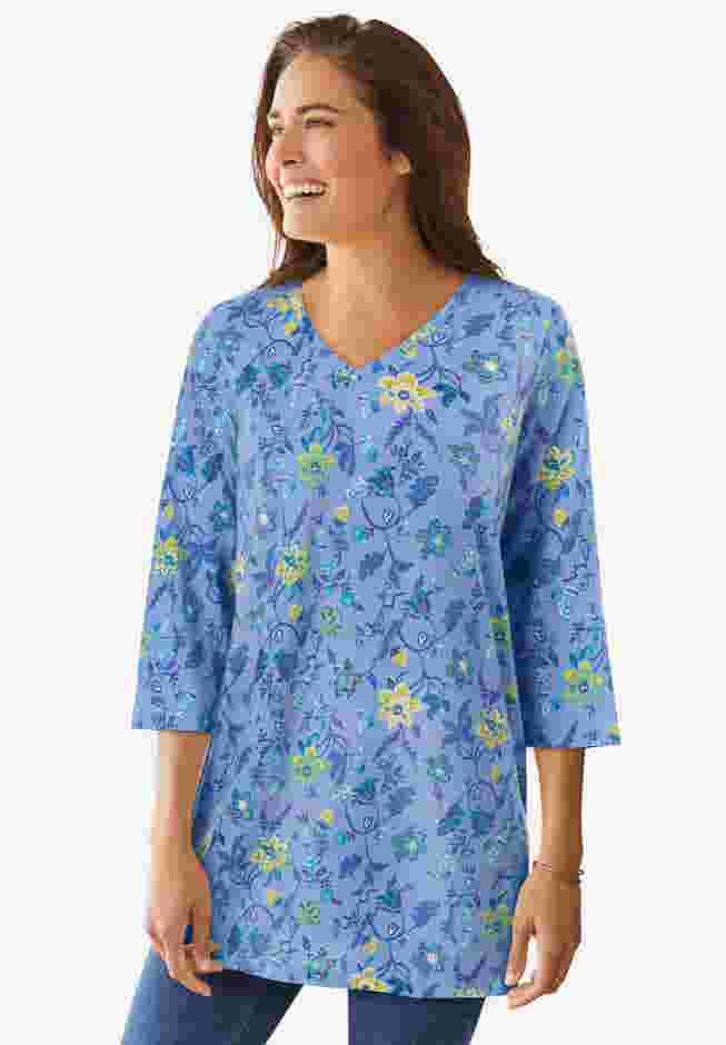 Perfect Printed Three-Quarter-Sleeve V-Neck Tunic image number 4