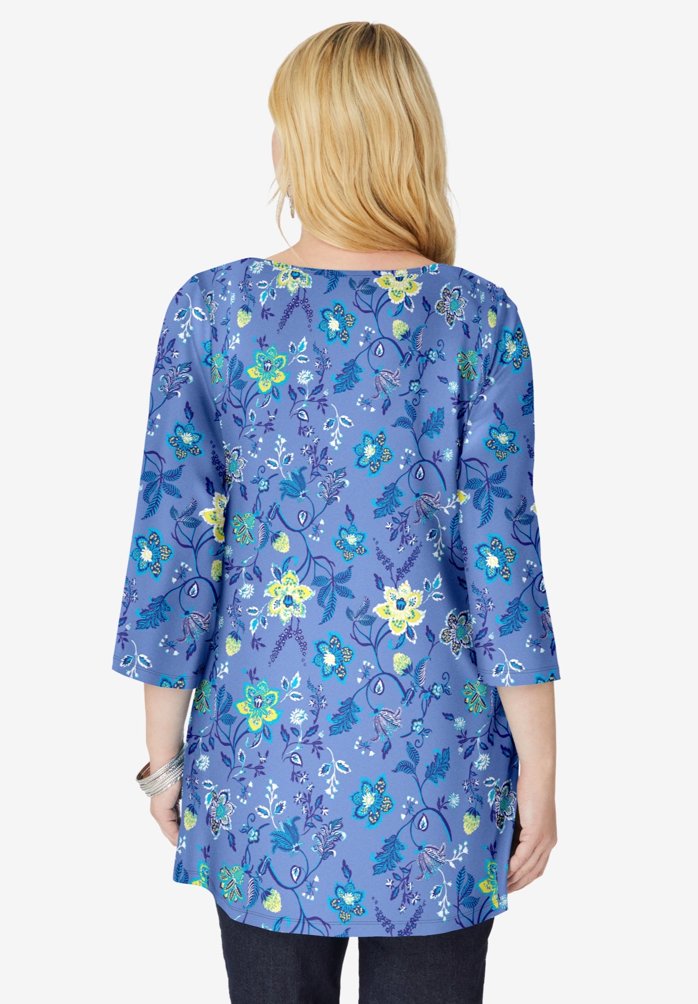 Perfect Printed Three-Quarter-Sleeve V-Neck Tunic image number 1