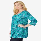 Perfect Printed Three-Quarter-Sleeve V-Neck Tunic image number null