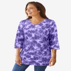 Perfect Printed Three-Quarter-Sleeve V-Neck Tunic image number null