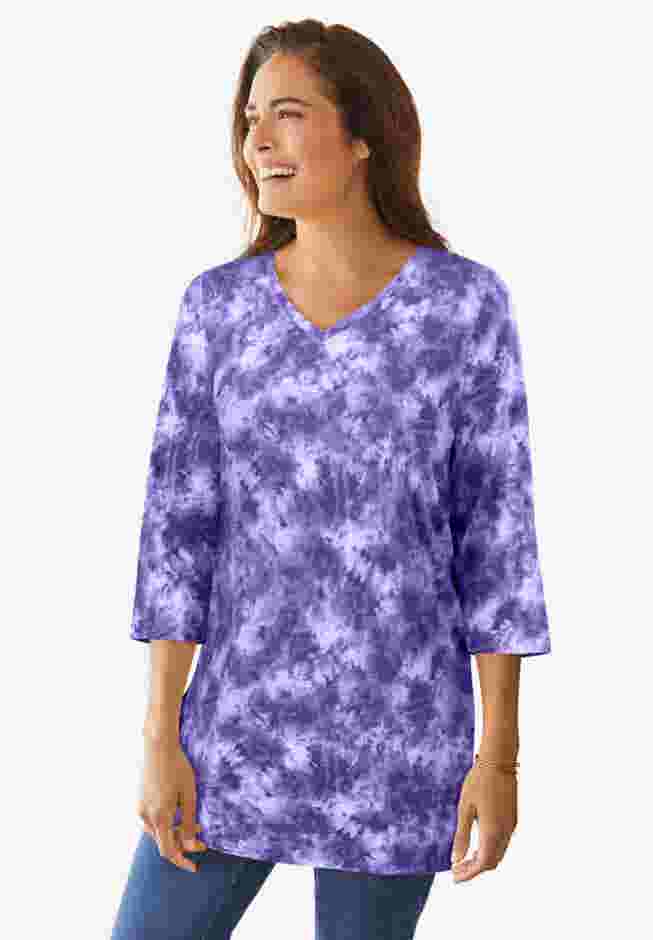 Perfect Printed Three-Quarter-Sleeve V-Neck Tunic image number 0