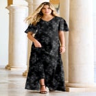 Plus Size Hand Crinkled Flutter-Sleeve Maxi Dress image number null