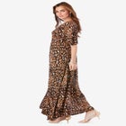 Plus Size Hand Crinkled Flutter-Sleeve Maxi Dress image number null