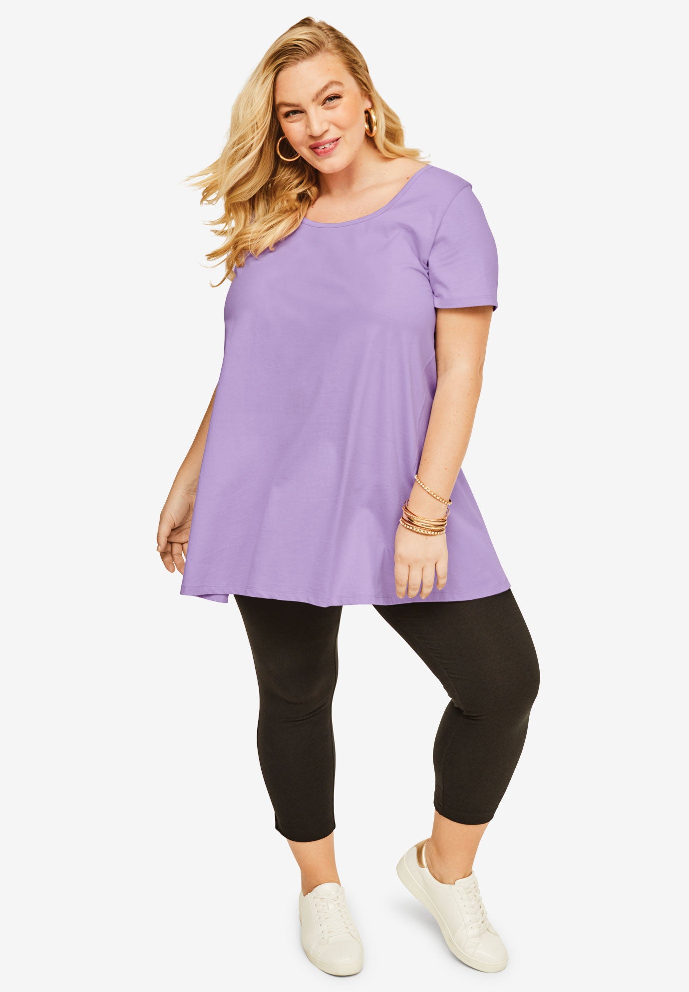 Plus Size Cotton Ultimate Scoopneck Swing Tunic image number 7