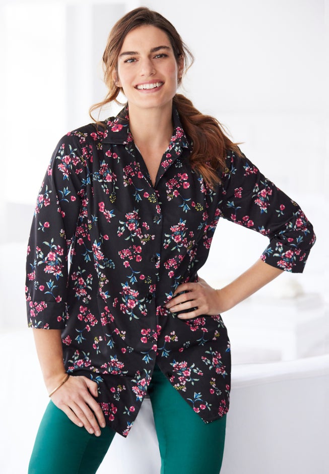 No Iron Three-Quarter Sleeve Peachskin Shirt image number 5