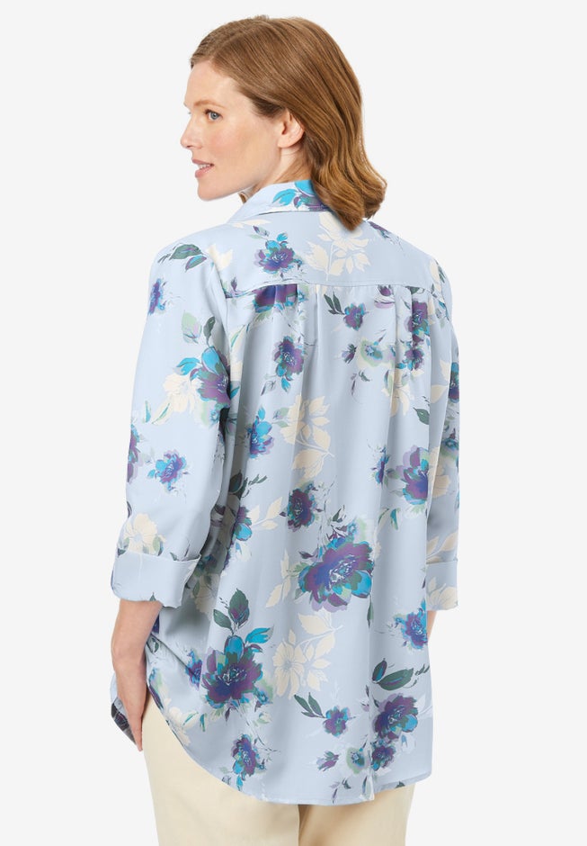 No Iron Three-Quarter Sleeve Peachskin Shirt image number 1