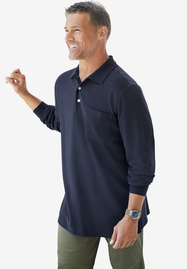 Longer-Length Long Sleeve Shrink-Less™ Cotton Polo image number 1