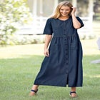 Short-Sleeve Denim Dress image number null