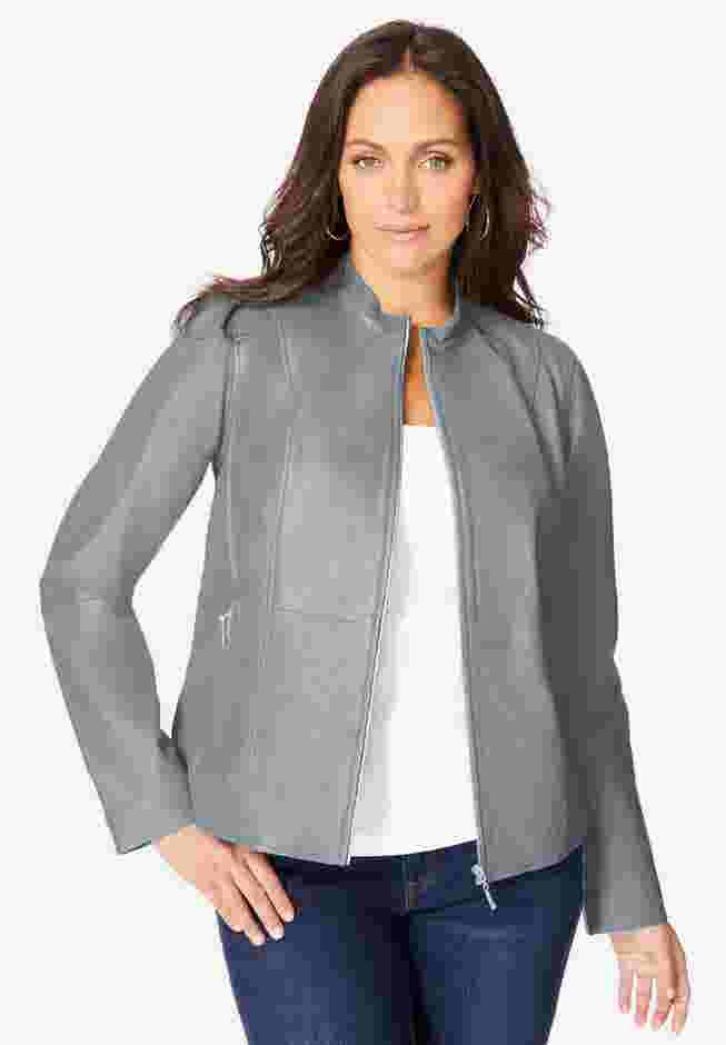Zip Front Leather Jacket image number 0