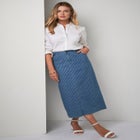 True Fit Stretch Denim Midi Skirt image number null