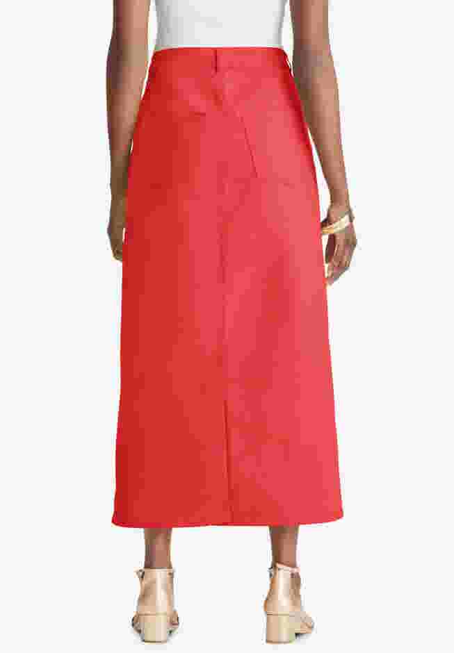 True Fit Stretch Denim Midi Skirt image number 1