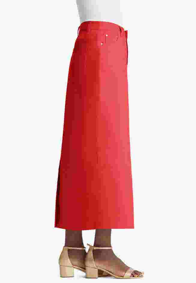True Fit Stretch Denim Midi Skirt image number 2