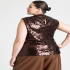 Sequin Funnel Neck Top image number null