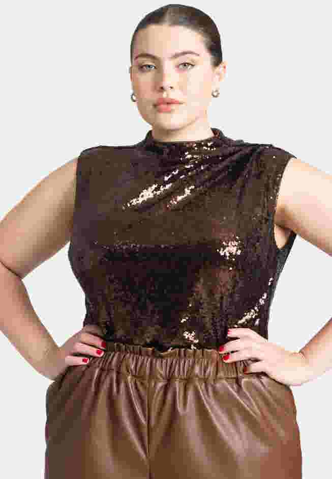 Sequin Funnel Neck Top image number 0