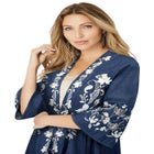 Plus Size Chambray Embroidered Kimono image number 3