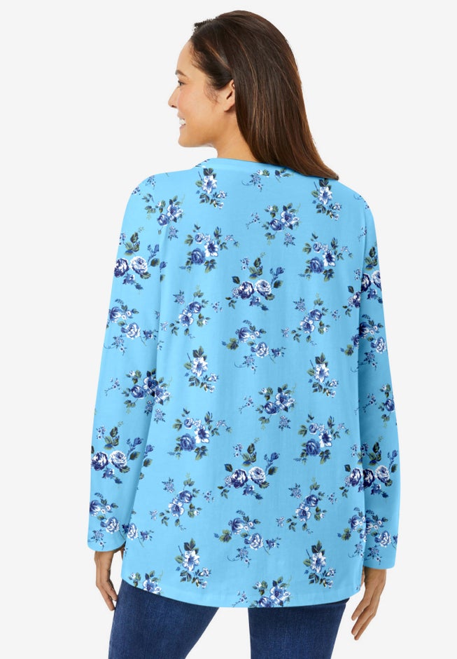 Perfect Printed Long-Sleeve Crewneck Tee image number 1