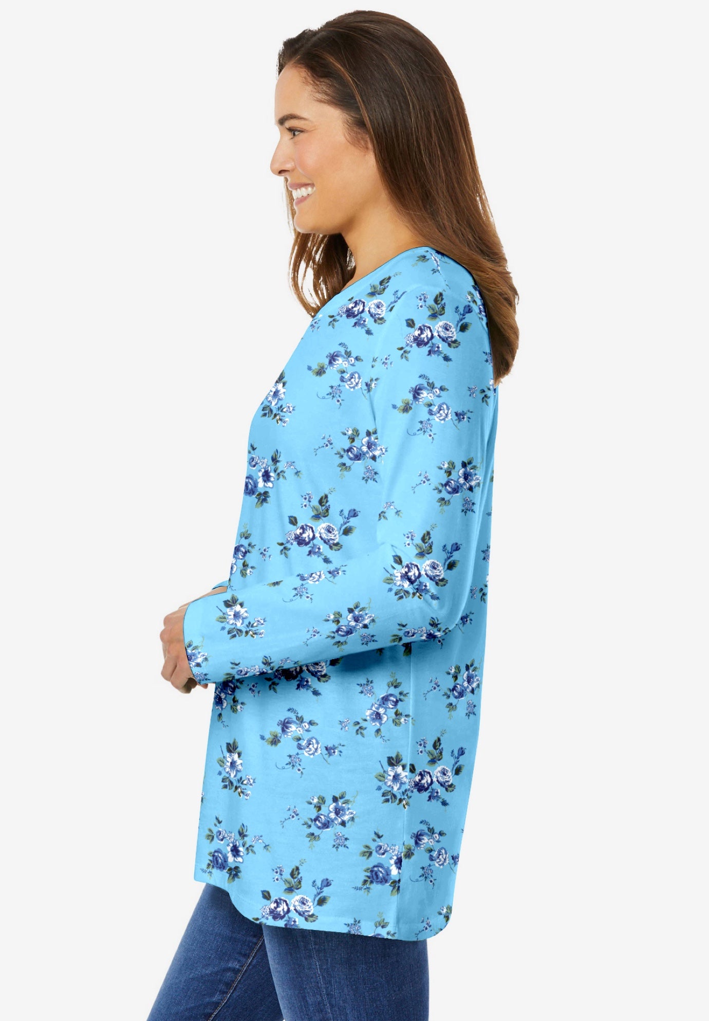 Perfect Printed Long-Sleeve Crewneck Tee image number 2