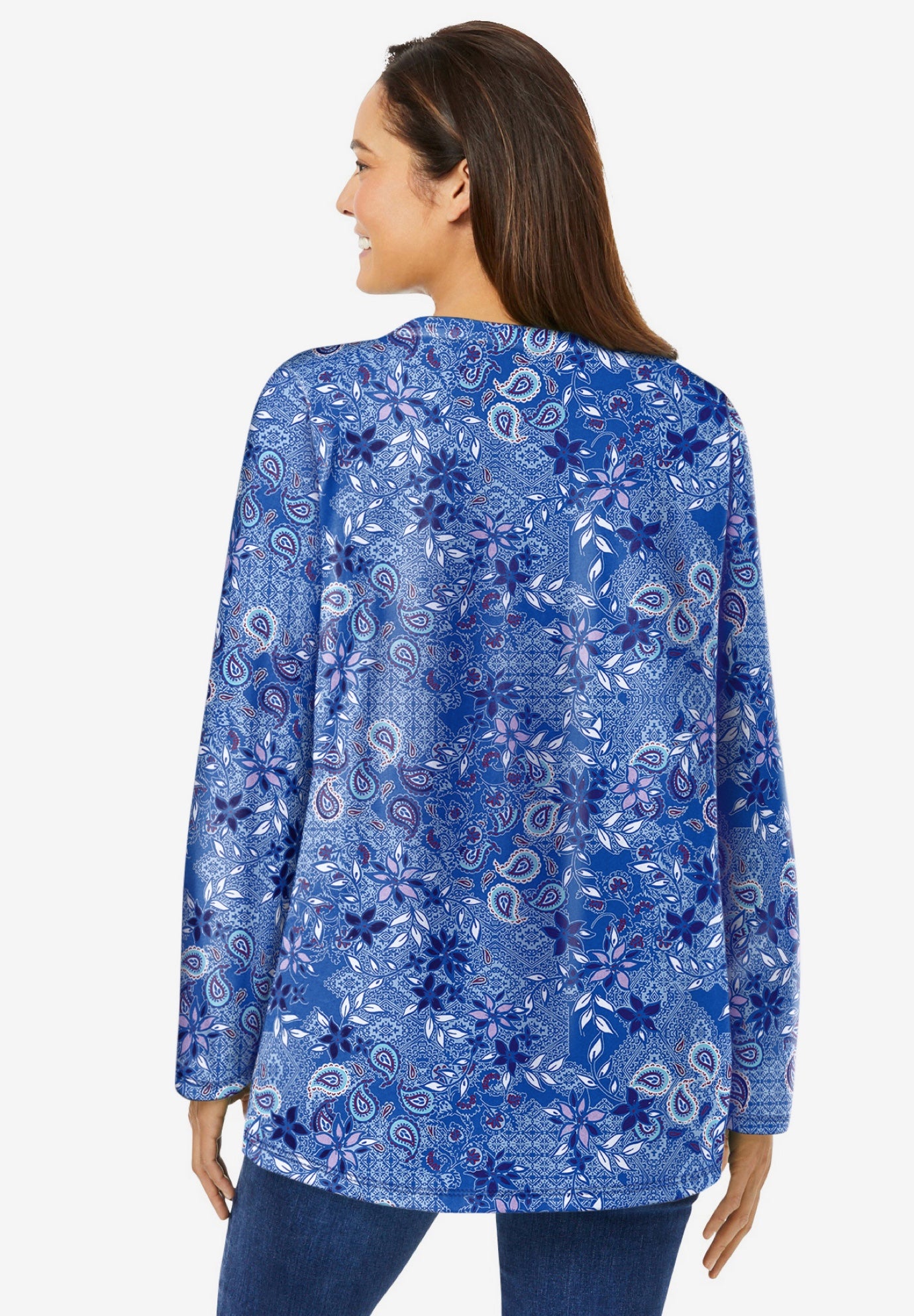 Perfect Printed Long-Sleeve Crewneck Tee image number 1