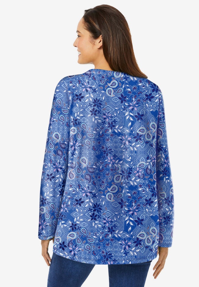 Perfect Printed Long-Sleeve Crewneck Tee image number 1