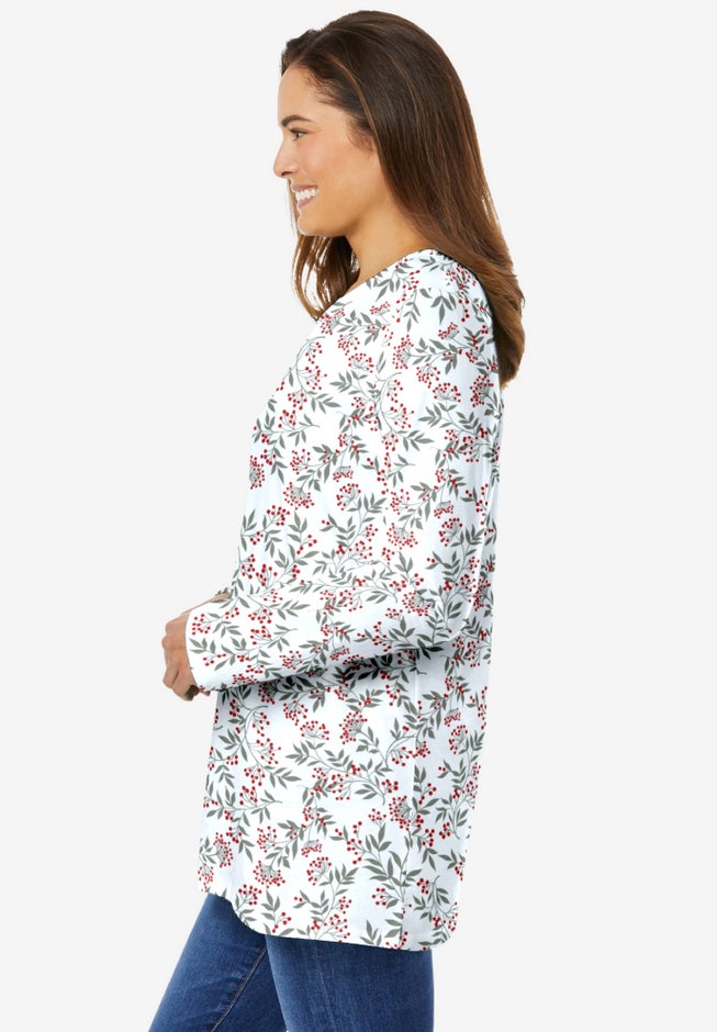 Perfect Printed Long-Sleeve Crewneck Tee image number 2