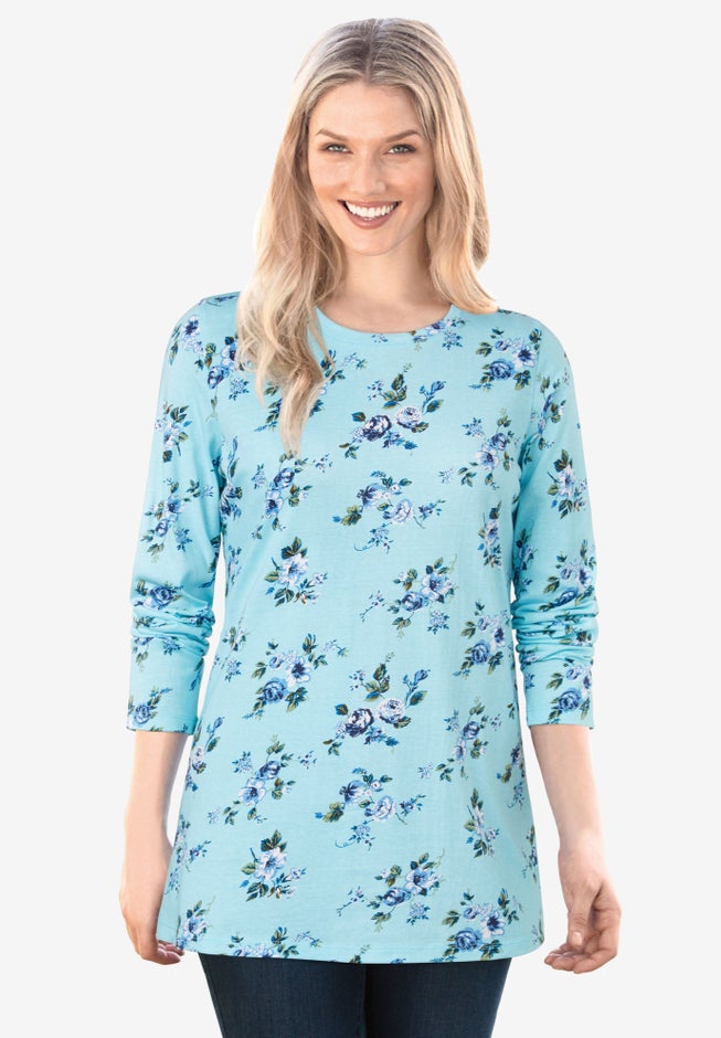 Perfect Printed Long-Sleeve Crewneck Tee image number 0