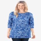 Perfect Printed Long-Sleeve Crewneck Tee image number null