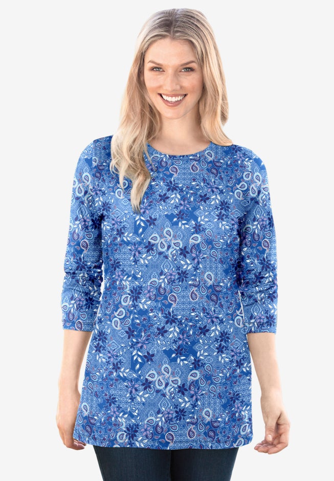 Perfect Printed Long-Sleeve Crewneck Tee image number 0