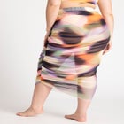 Asym Ruched Cover Up Mesh Skirt image number null