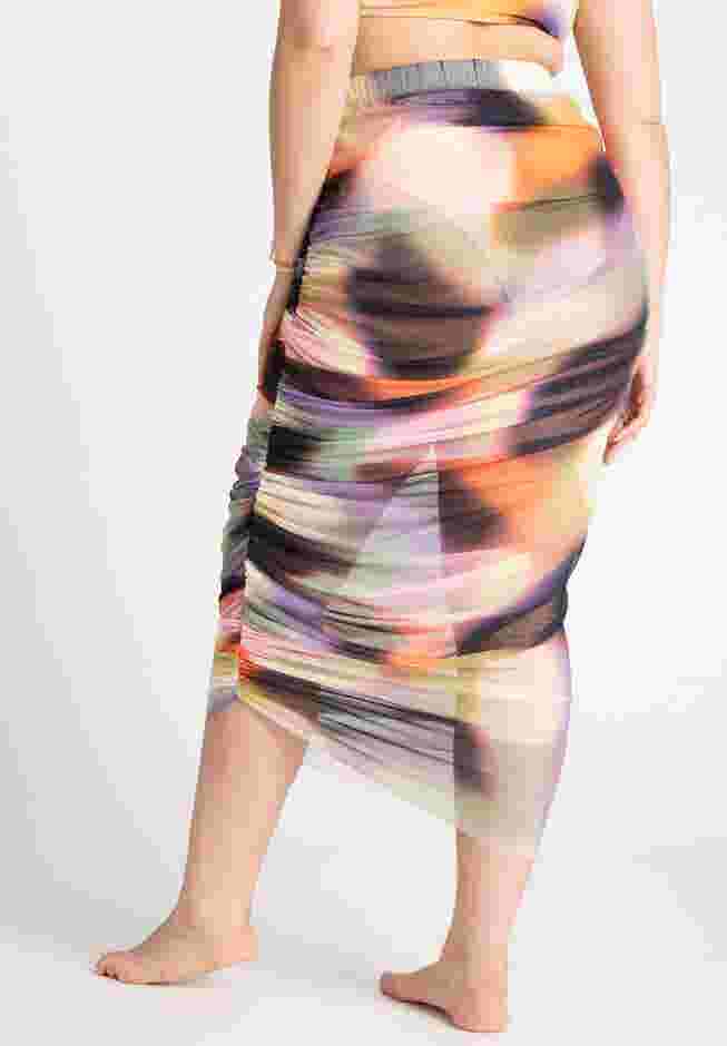 Asym Ruched Cover Up Mesh Skirt image number 2