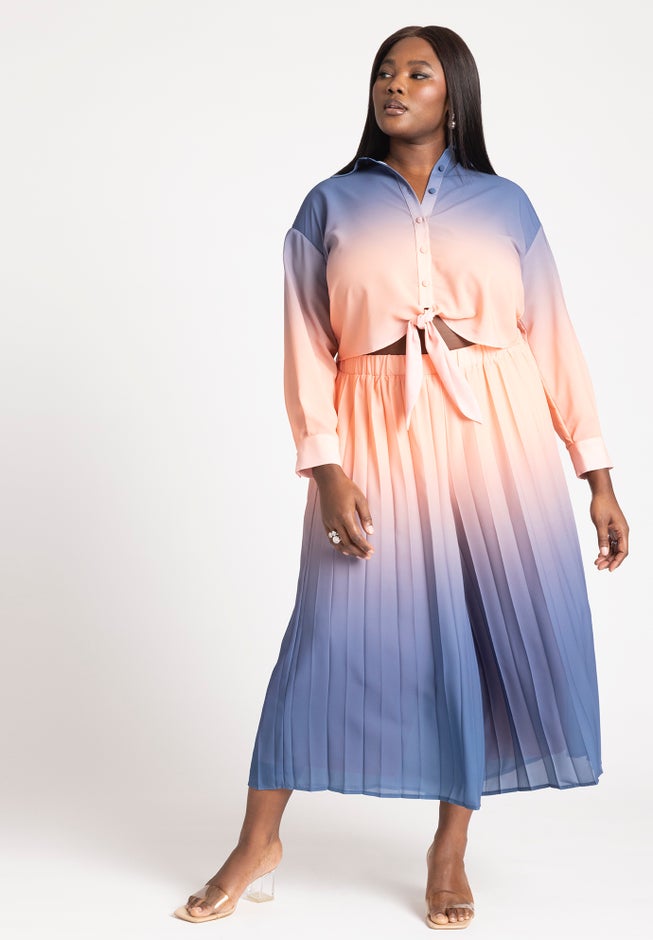 Pleated Ombre Cover-Up Culotte image number null
