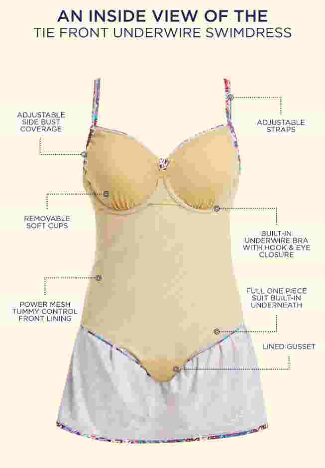 Tie Front Underwire Swimdress image number 4