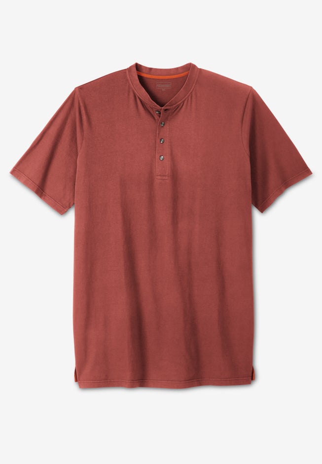 Heavyweight Longer-Length Short-Sleeve Henley Shirt image number null