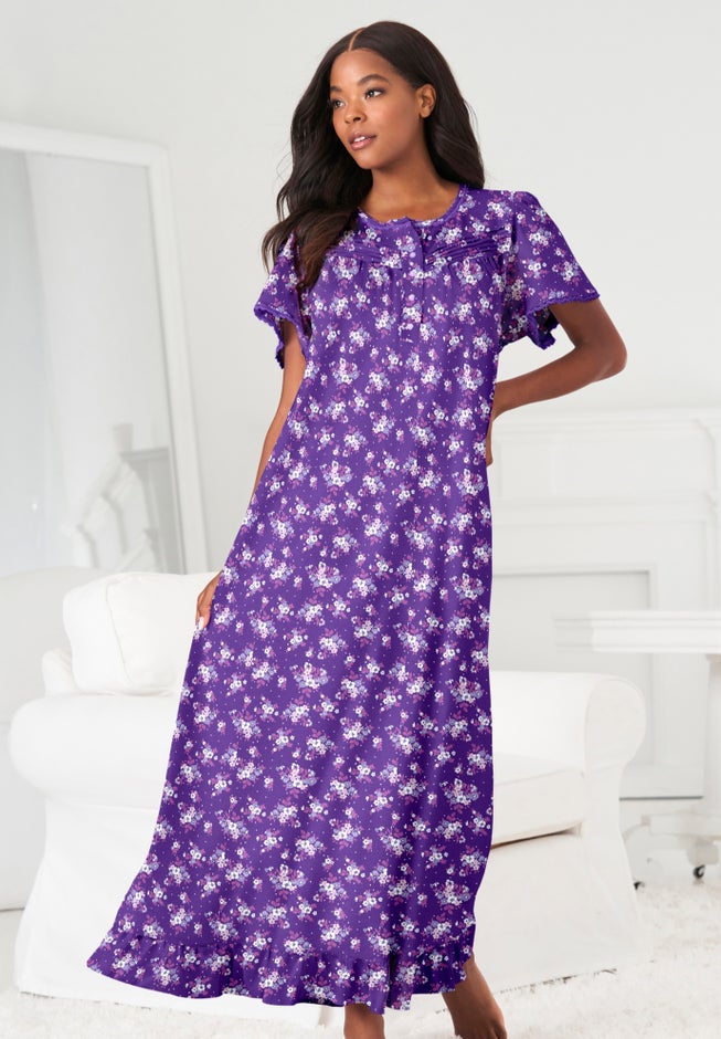 Long Floral Print Cotton Gown image number 4