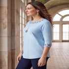 Stretch Cotton Lattice Boatneck Tunic image number 2