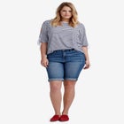 Mid-Rise Stretch Denim Bermuda Shorts image number null