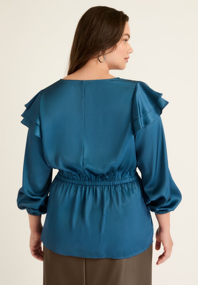 Satin Peplum Top image number null