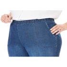 Straight Leg Fineline Pull-On Stretch Denim Jeans image number null